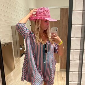 Pink straw braided cowgirl hat